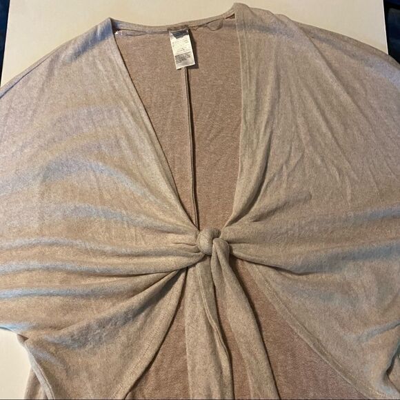 Chicos Blush beige Open tie front Knit Cardigan minimalist sweater-1P M/8P - Picture 11 of 13